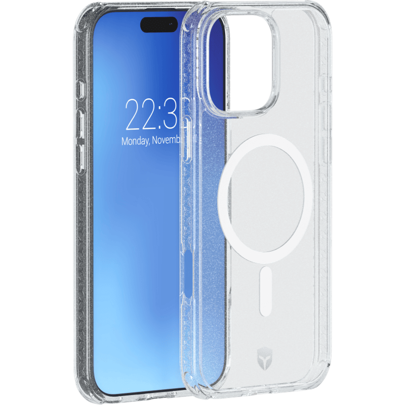 Etui Force Case AIR MAGSAFE iPhone 16 PRO MAX BB przezroczyste z brokatem front i tył