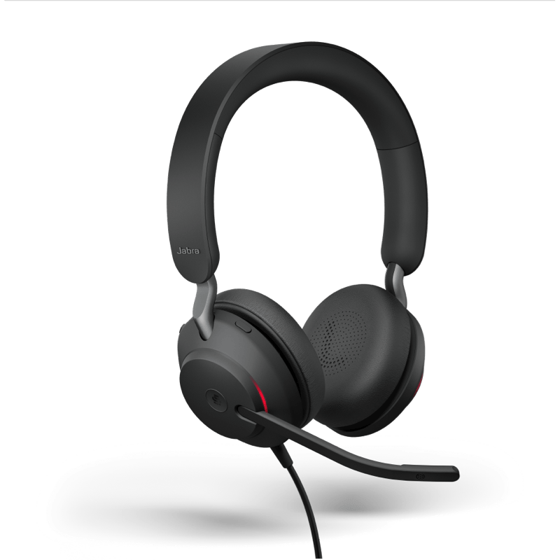 Słuchawki nagłowne Jabra Evolve2 40 SE, USB-A, MS Teams czarne front prawy obrót