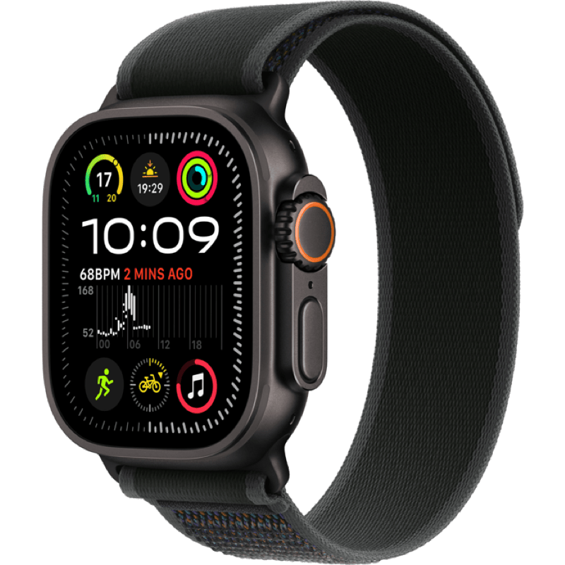 Apple Watch Ultra 2 GPS + eSIM (Cellular) 49mm (2024) czarny pasek front lewy obrót