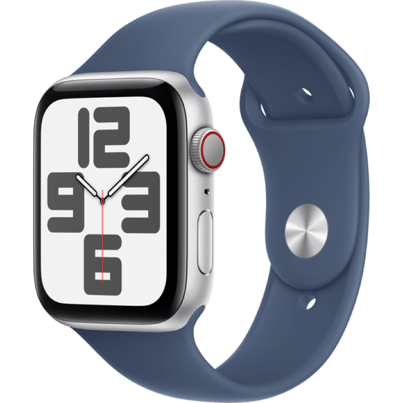 Apple Watch SE GPS + eSIM (Cellular) 40mm (2024) niebieska opaska front lewy obrót